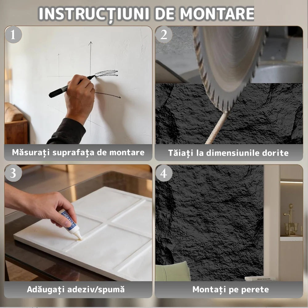 Panou Decorativ 3D din PU Imitație Piatră – imagine 4