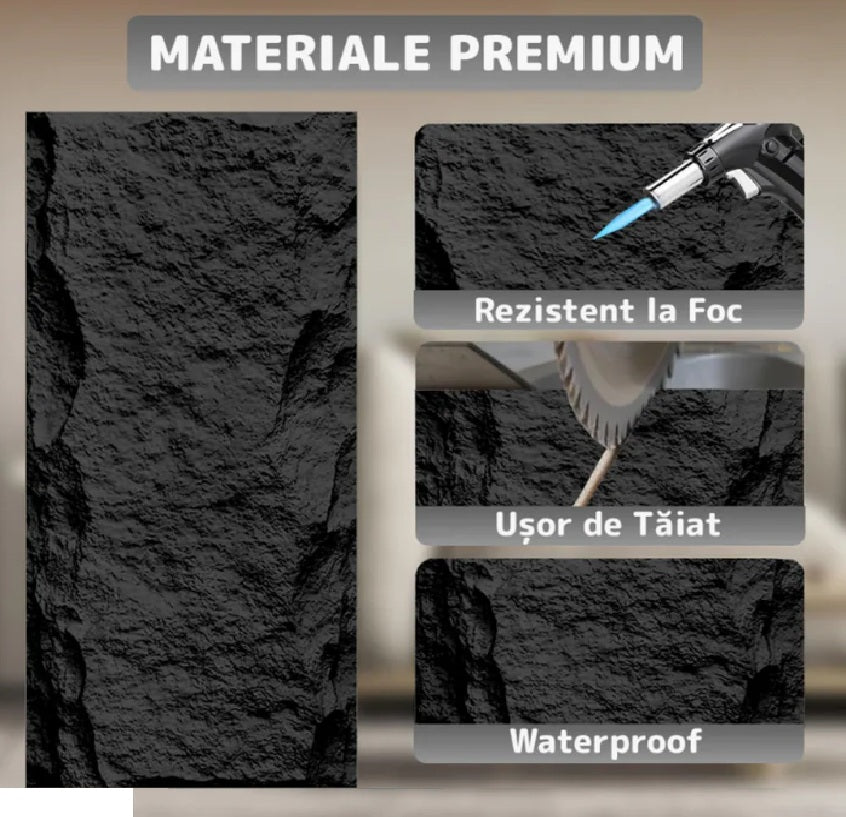 Panou Decorativ 3D din PU Imitație Piatră – imagine 5