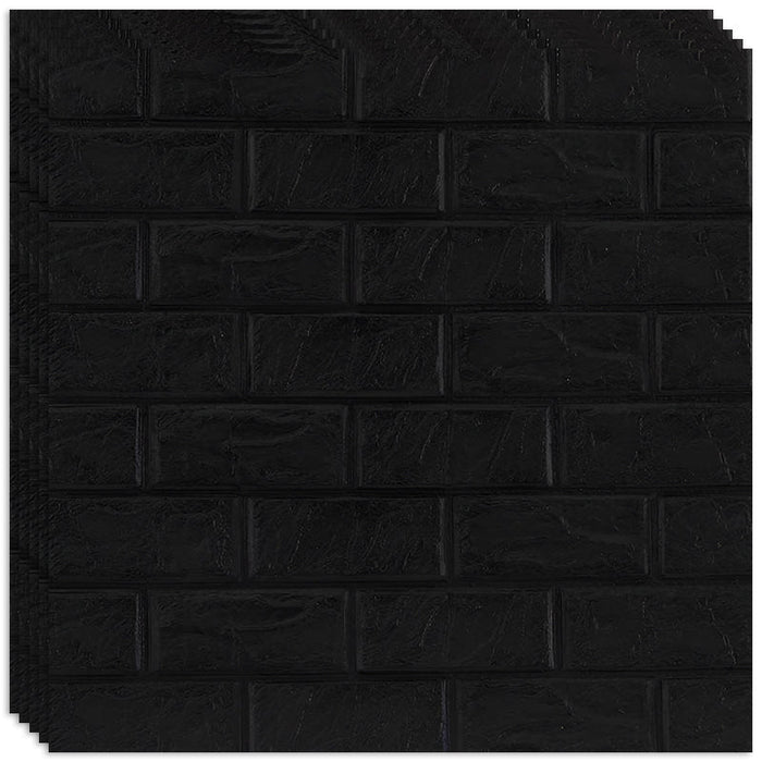 Tapet 3D Autoadeziv Imitație Cărămidă, Negru – imagine 3
