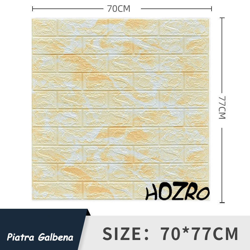 Tapet 3D Autoadeziv Imitație Piatră, Galben – imagine 3