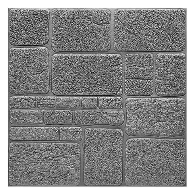Tapet 3D Autoadeziv Imitație Pietre, Gri Închis – imagine 2