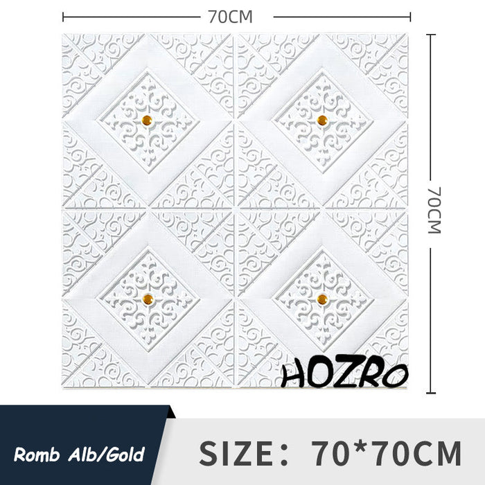 Tapet 3D Autoadeziv Model Romburi cu Diamante, Auriu – imagine 3