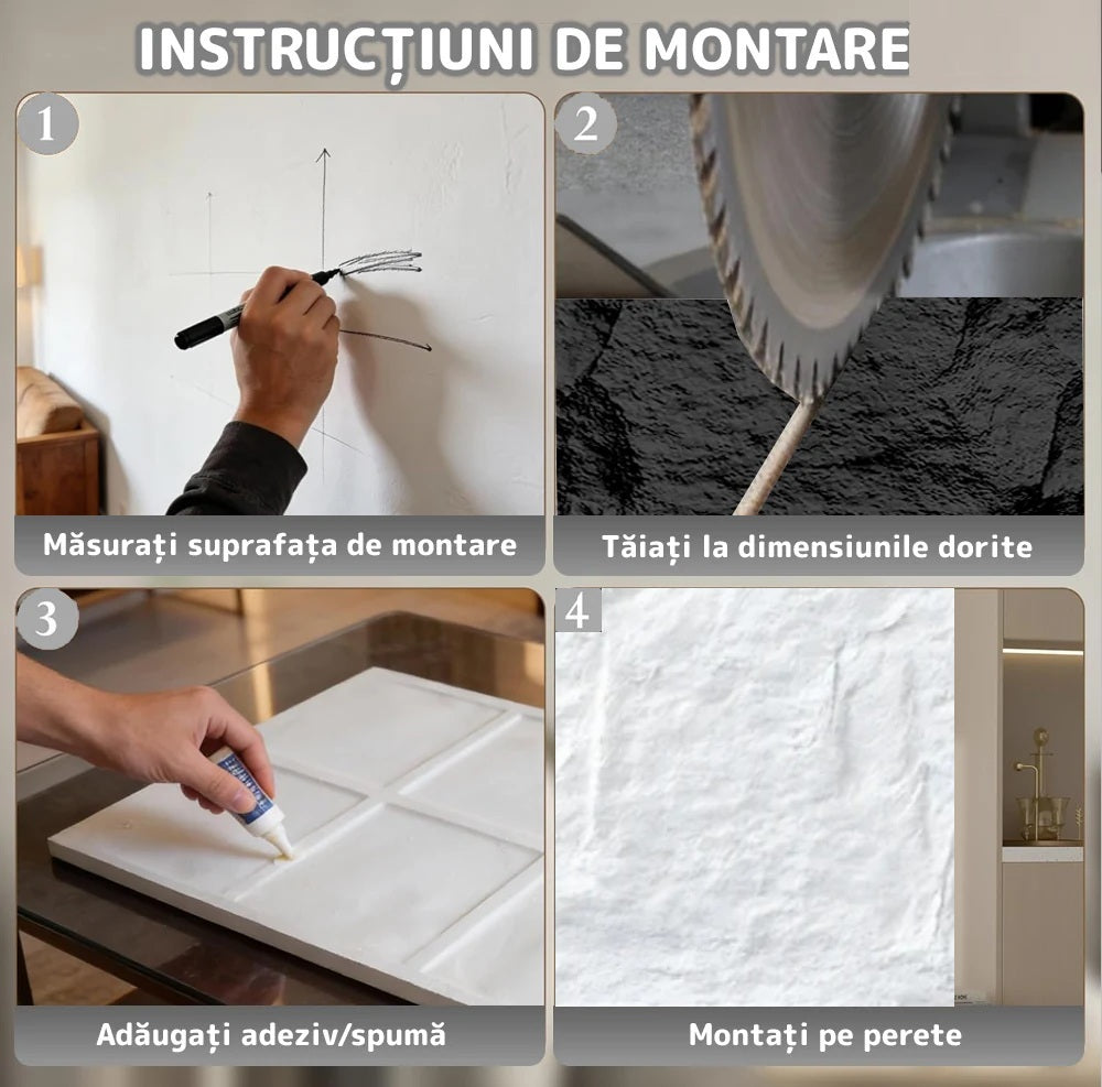Panou Decorativ 3D din PU Imitație Piatră – imagine 6