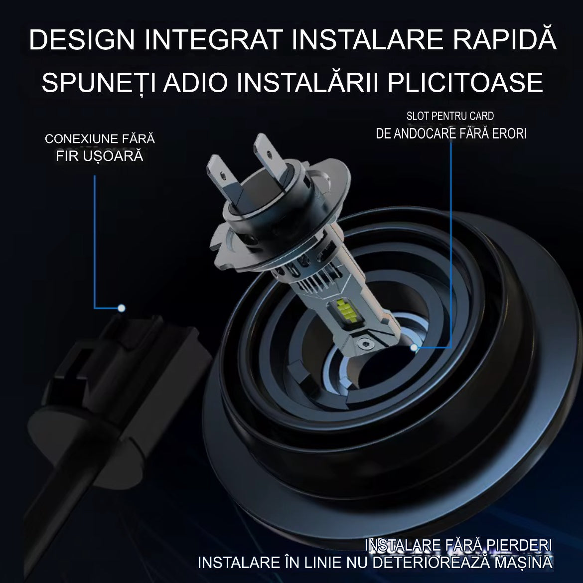 Set 2 Becuri Led K13 1 la 1  ,Canbus,Fara polaritate,Ventilator 150w, 19.000lm, alb 6000k, IP68, compatibil H1, H4, H7, H11,HB3,HB4,9012