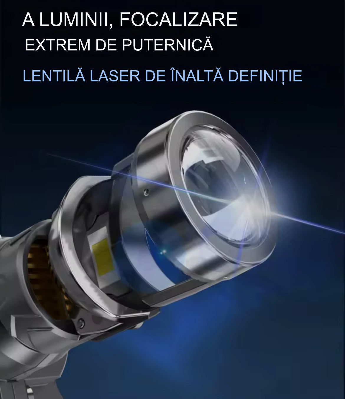 Set 2  Becuri LED  cu lupa ,Canbus, 200w, 23.000lm,Cele mai puternice, alb 6000k, IP68, compatibi H4, H7