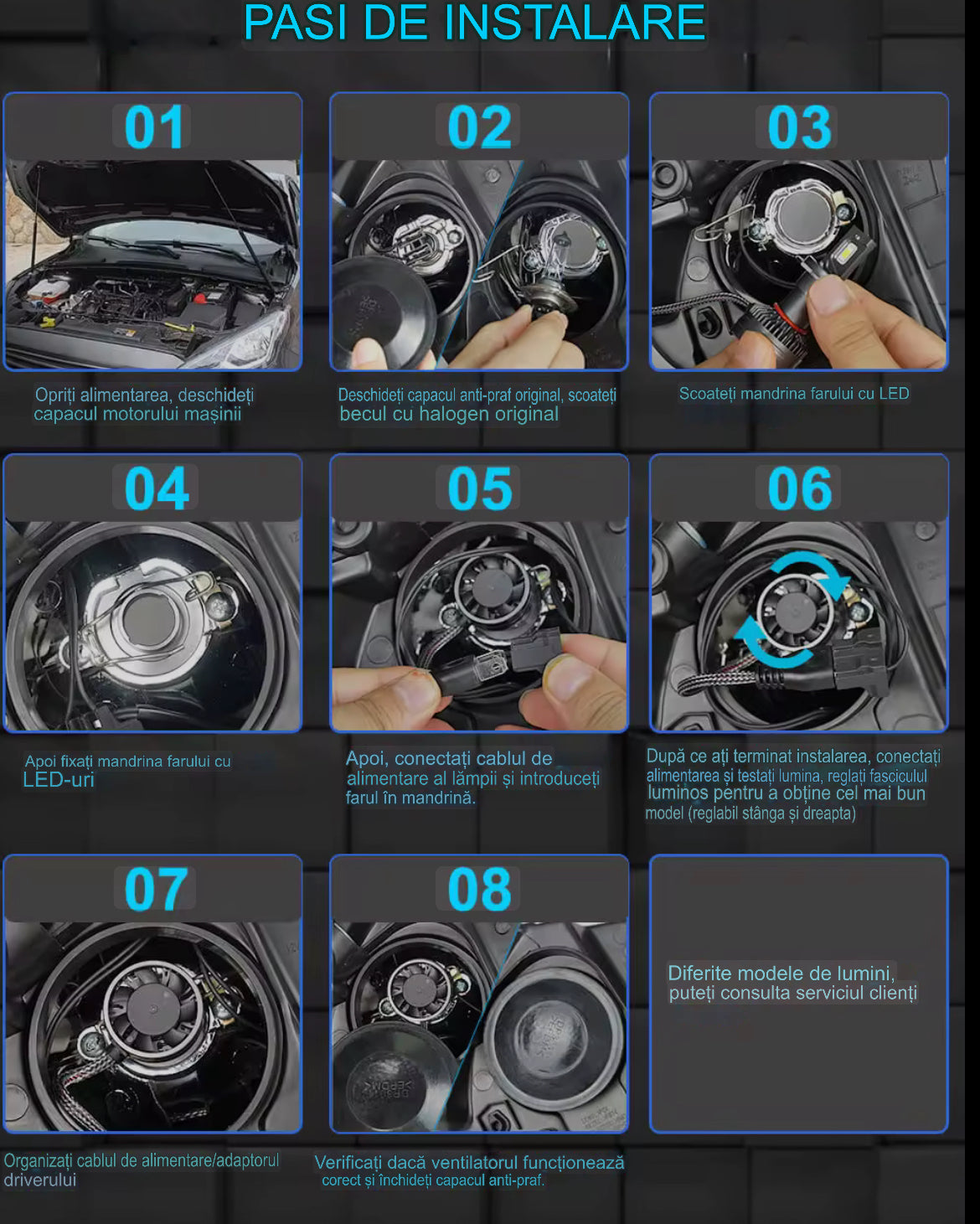 Set 2 Leduri N60 , Super Canbus, 250w, 26.000lm, alb 6000k, IP68, compatibil H1, H7, H11