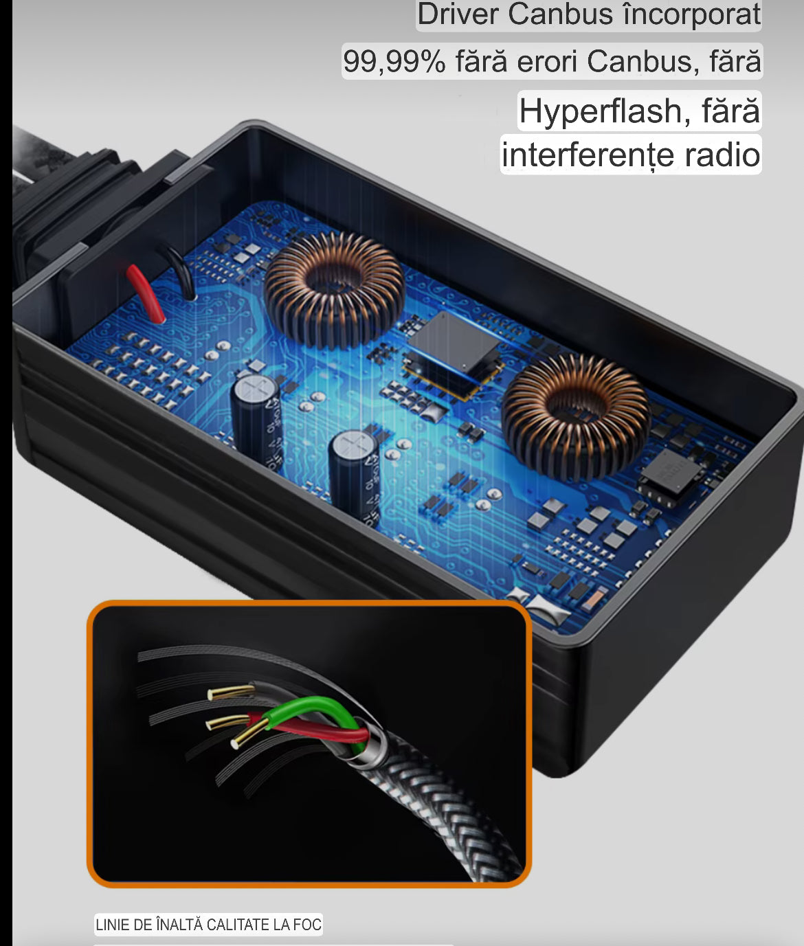 Set 2 Becuri Premium Led Arover C98,Model 2026 , Canbus, 430w, 35.000lm, alb 6000k, compatibil H1, H4, H7, H11.