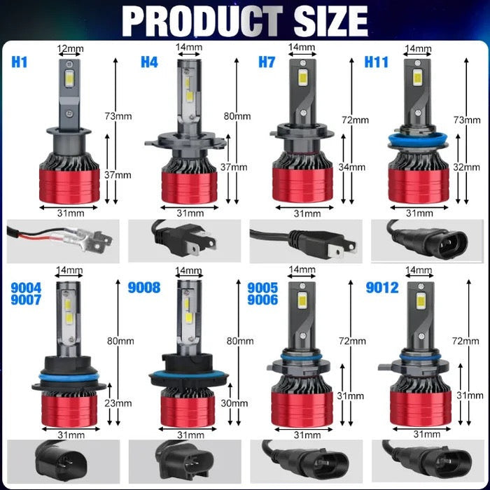 Set 2 becuri LED,CanBus,100w 15000lm , alb 6000k, IP68, compatibil H1, H4, H7, H11