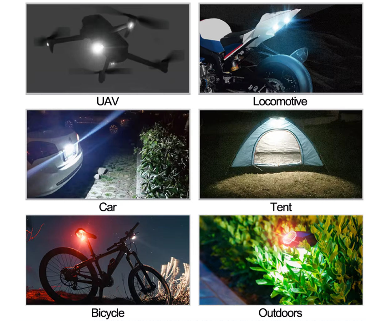 2 Stroboscope LED AROVER Wireless, cu Magnet, Acumulator și Telecomandă – Pentru Auto, Moto și Biciclete
