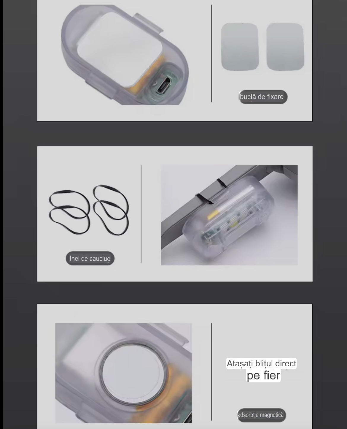 2 Stroboscope LED AROVER Wireless, cu Magnet, Acumulator și Telecomandă – Pentru Auto, Moto și Biciclete