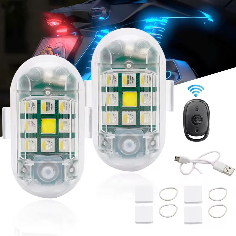 2 Stroboscope LED AROVER Wireless, cu Magnet, Acumulator și Telecomandă – Pentru Auto, Moto și Biciclete