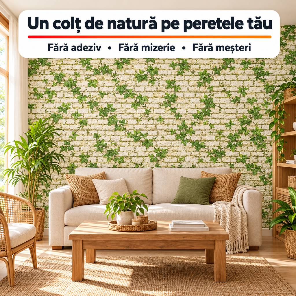 Tapet 3D Autoadeziv Imitație Cărămidă TG-104 – Plăci 70x77 cm, Lavabil, Rezistent la Apă