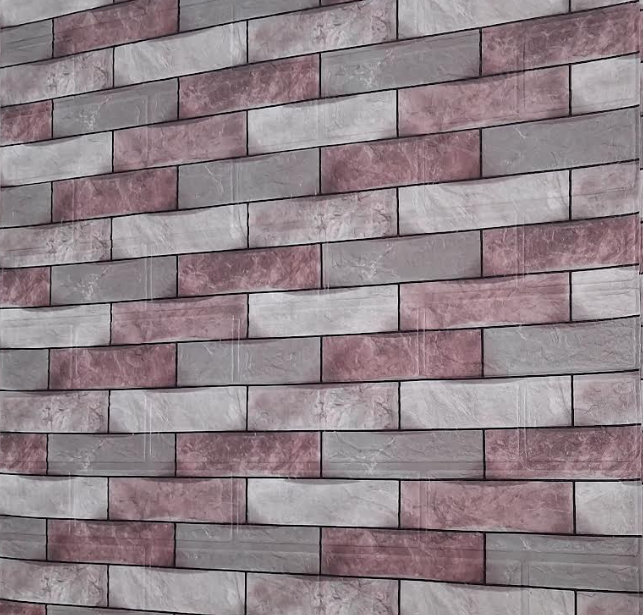 Tapet 3D Autoadeziv Imitație Cărămidă, Gri/Violet – imagine 3