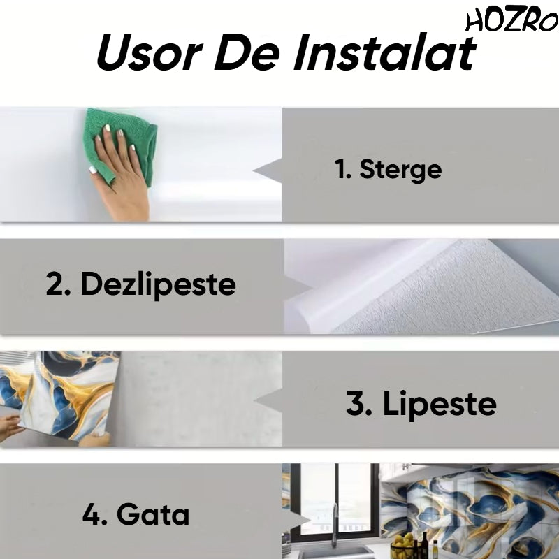 Tapet PU Flexibil Autoadeziv Imitație Travertin – imagine 3