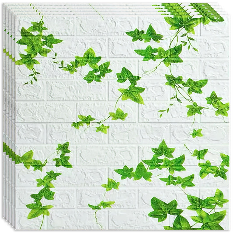 Tapet 3D Autoadeziv Model Frunze de Iederă, Alb/Verde – imagine 2