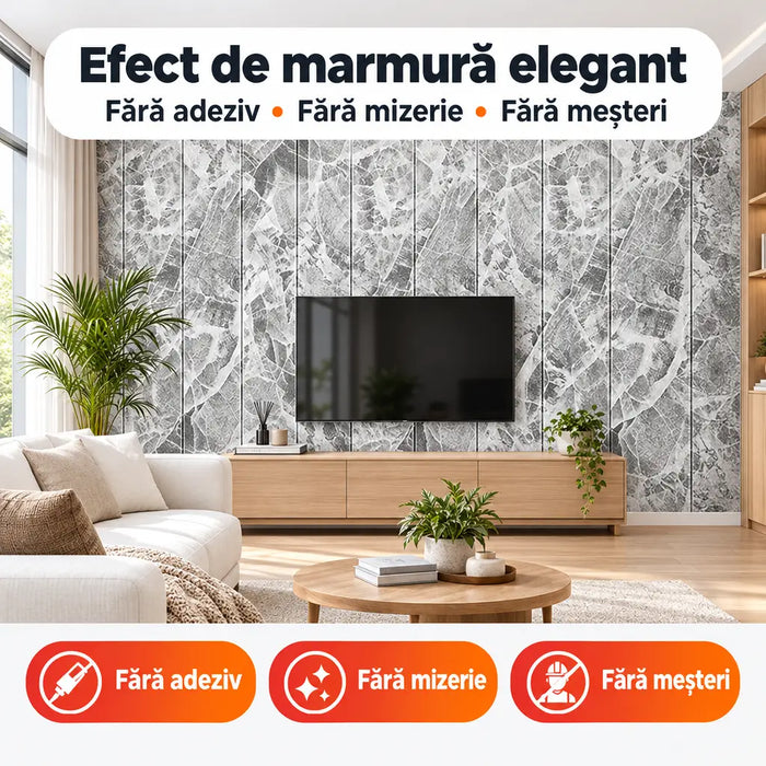 Tapet 3D Autoadeziv Imitație Panouri de Lemn, Gri – imagine 3