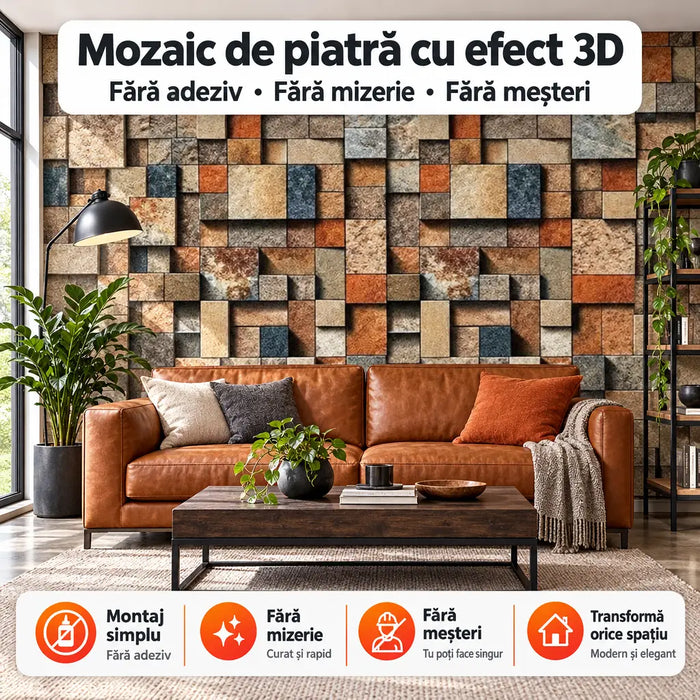 Tapet 3D Autoadeziv Imitație Cărămidă – imagine 2