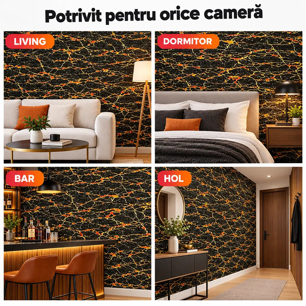 Tapet 3D TG-22 în living, dormitor, bar și hol