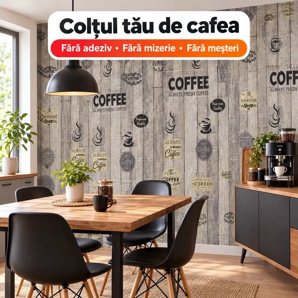 Tapet 3D autoadeziv model Coffee în colțul de cafea