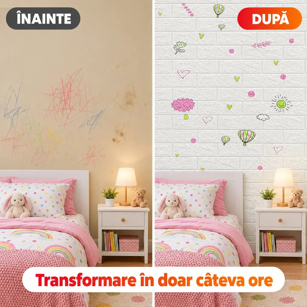 Înainte și după montaj tapet 3D baloane cu aer cald