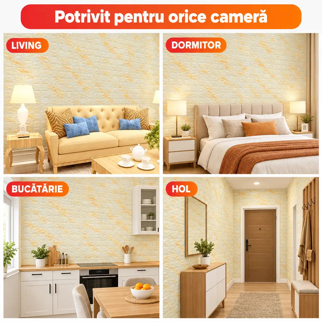 Tapet 3D T59-V2 în living, dormitor, bucătărie și hol