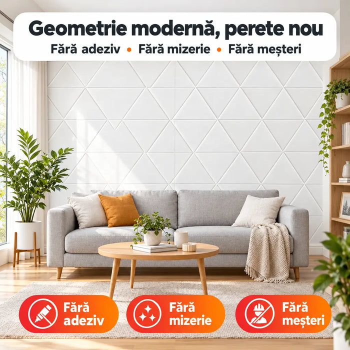 Tapet 3D Autoadeziv Model Romburi, Alb – imagine 2