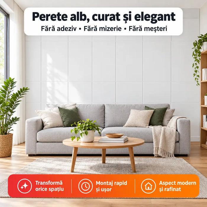 Tapet 3D Autoadeziv Model Placă Dublă, Alb – imagine 3