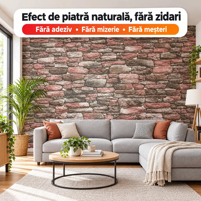 Tapet 3D Autoadeziv Imitație Piatră de Râu – imagine 3