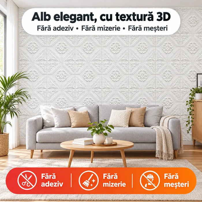 Tapet 3D Autoadeziv Model Abstract, Alb – imagine 4