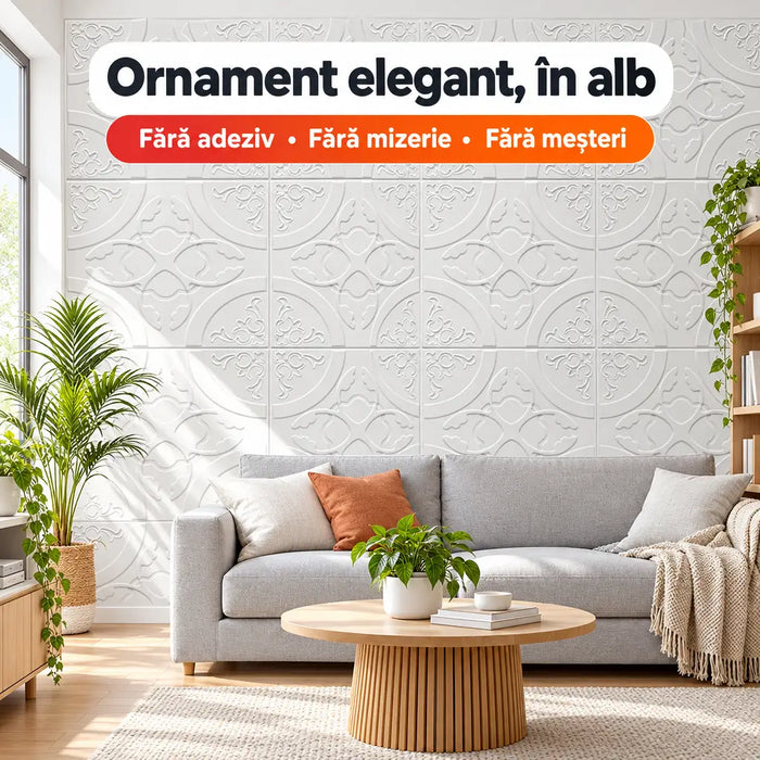 Tapet 3D Autoadeziv Model Abstract, Alb – imagine 2