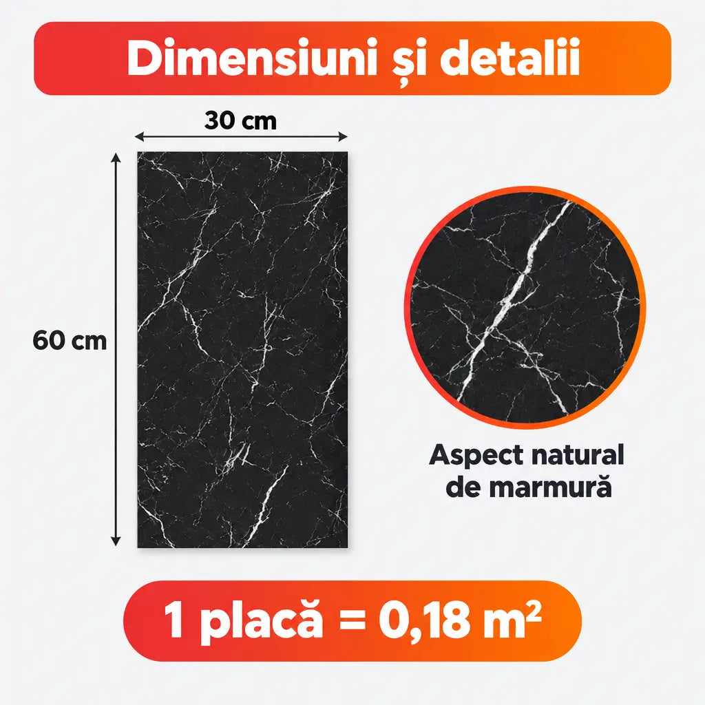 Dimensiuni placă PVC 250-13: 30x60 cm, 0,18 m²