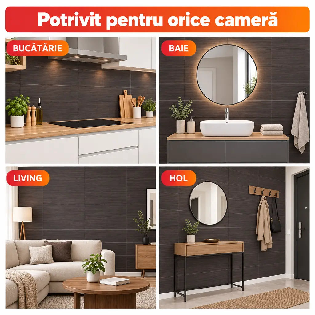 Plăci PVC potrivite pentru bucătărie, baie, living și hol