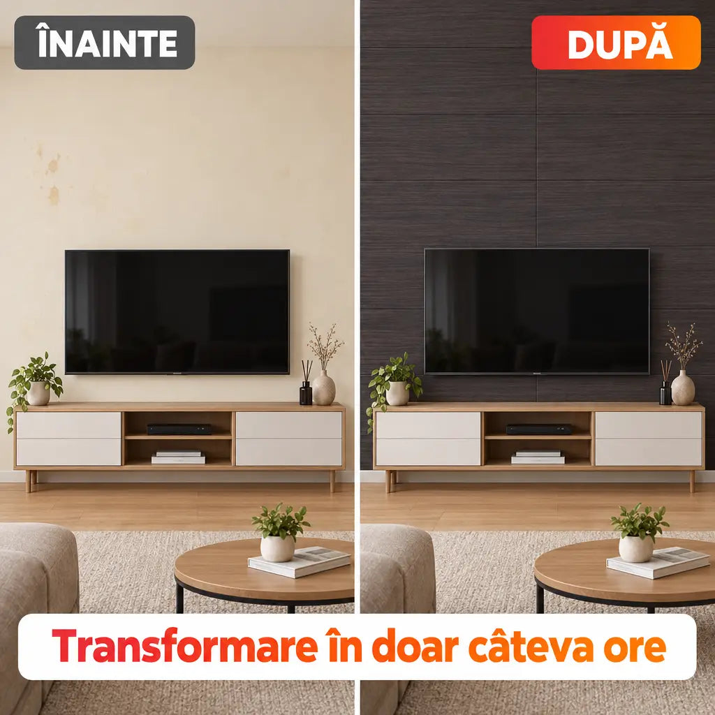 Înainte și după montajul plăcilor PVC PM005