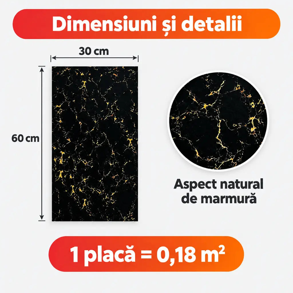 Dimensiuni placă PVC 116-14N: 30x60 cm, 0,18 m²
