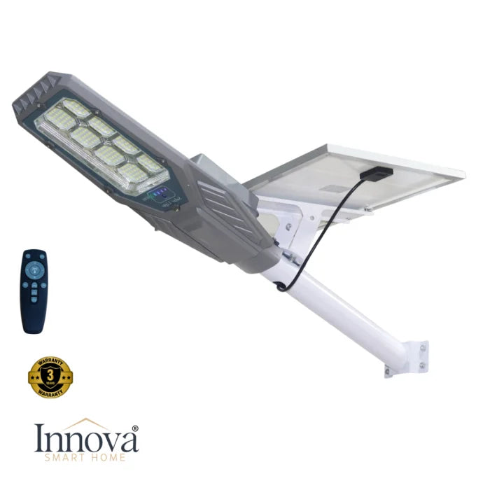 Lampă Solară Profesionala LED AURUM by Innova 600W – Panou Solar Separat, IP66, Telecomandă + Kit Complet de Montaj