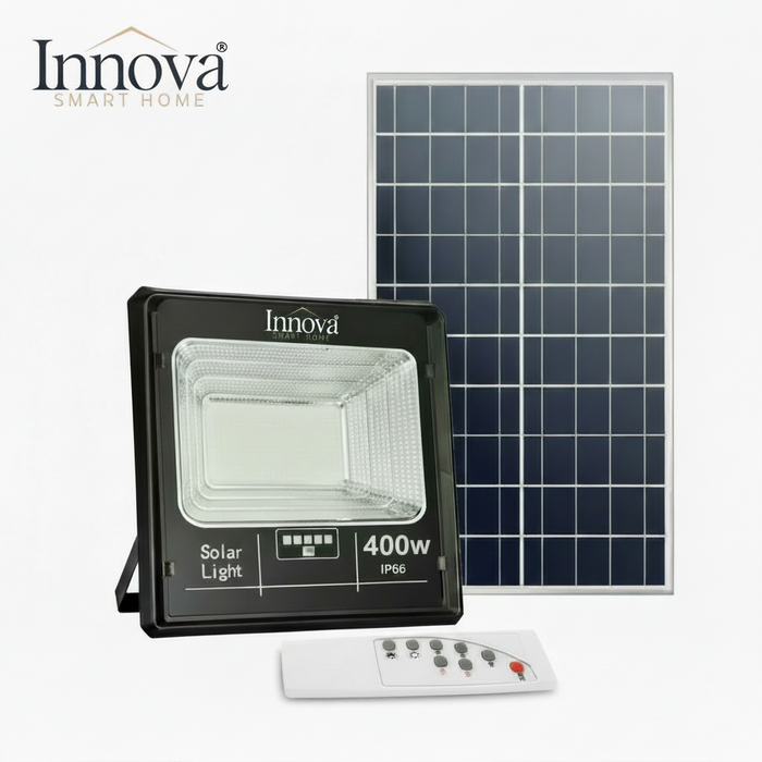 Proiector LED Solar INNOVA 100,200,400,600,800W – Panou Solar Extern, Telecomandă, Protecție IP66
