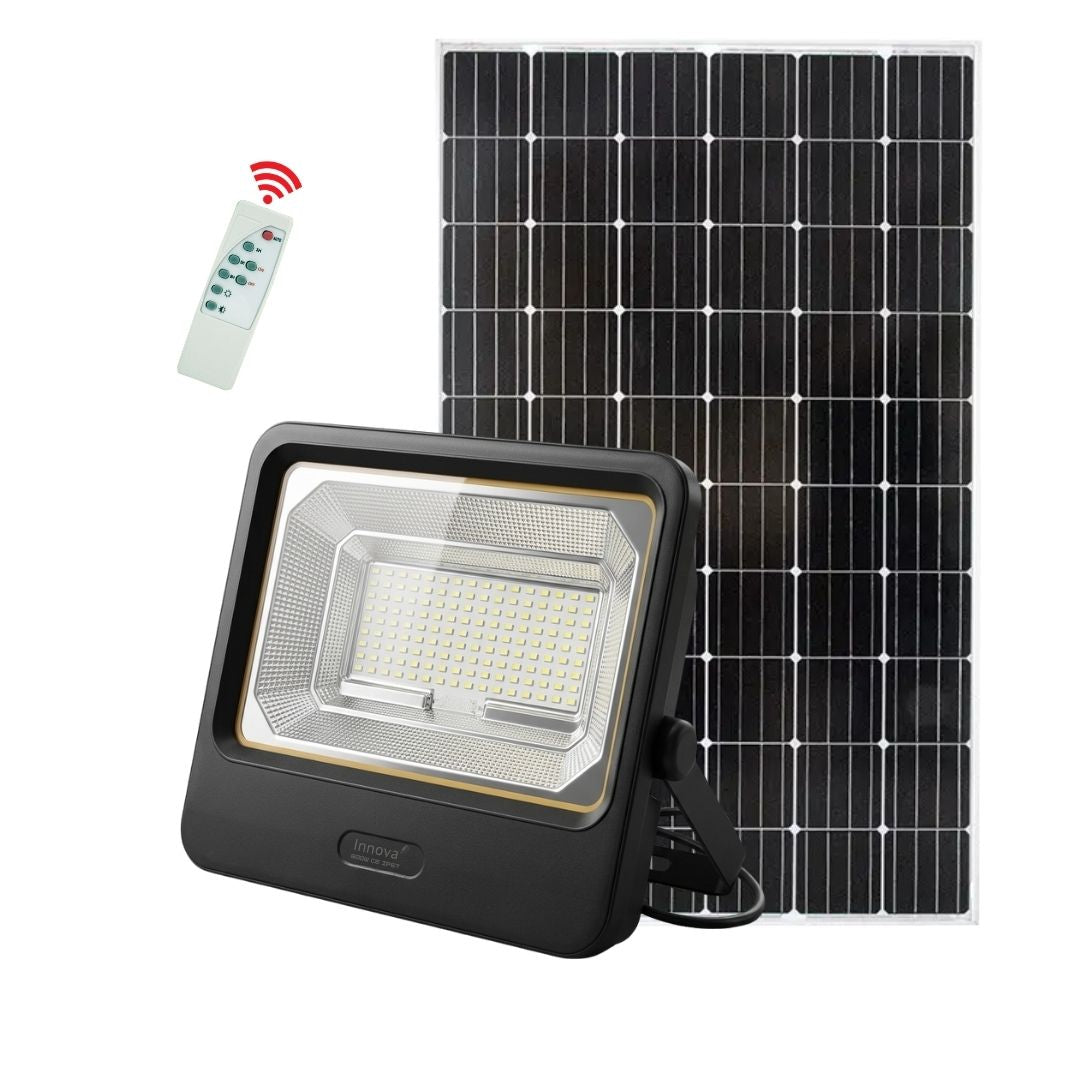 Proiector LED Solar INNOVA Cyborg 800W – Smart Home, IP67, Panou Solar 35×35 cm + Telecomandă