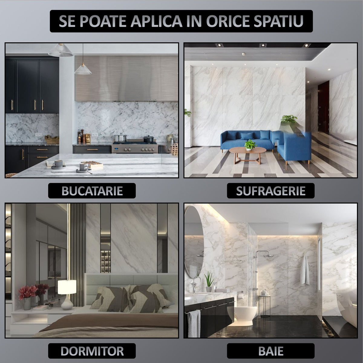 Plăci Autoadezive Imitație Marmură Negru – imagine 10