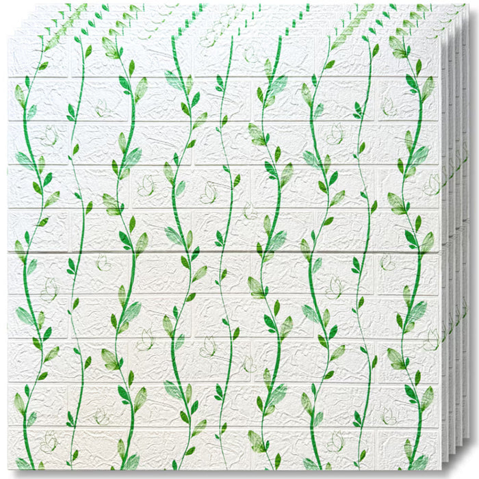 Tapet 3D Autoadeziv Model Frunze, Alb/Verde – imagine 2