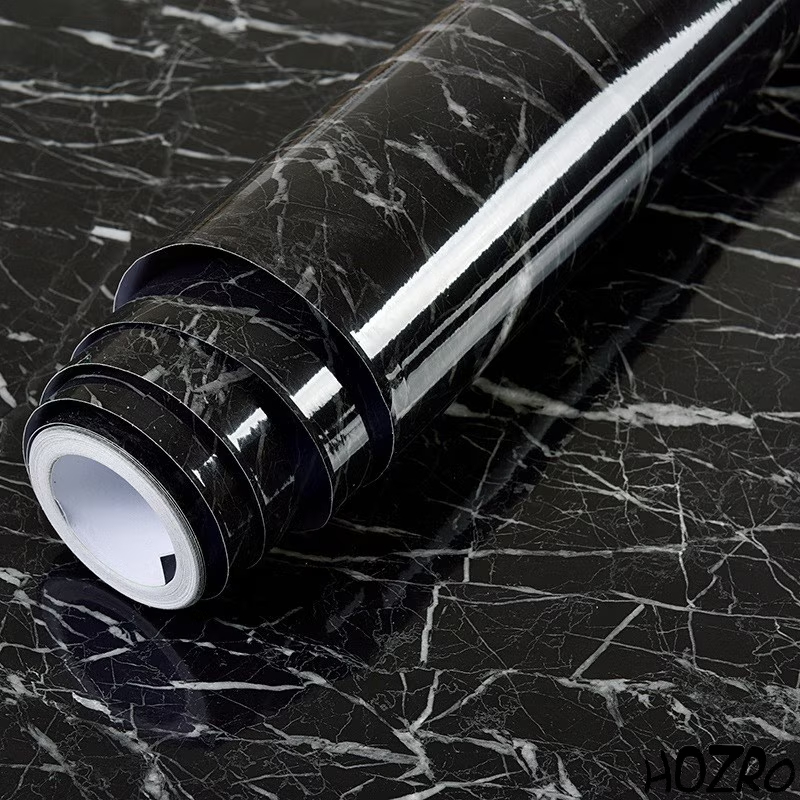 Folie Autoadezivă Imitație Marmură Negru – imagine 2